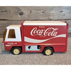 Vintage Buddy L Truck Coca Cola Delivery Truck Red / White Metal Japan